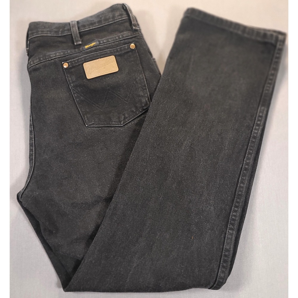Wrangler 936WBK Men Black Denim Jeans 36x32 Straight Leg Cowboy Western Classic